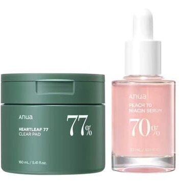Anua Heartleaf Clear Pad & Peach Niacinamide Serum 2-i-1