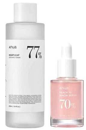 Anua Heartleaf Beroligende Toner & Peach Niacinamid Serum