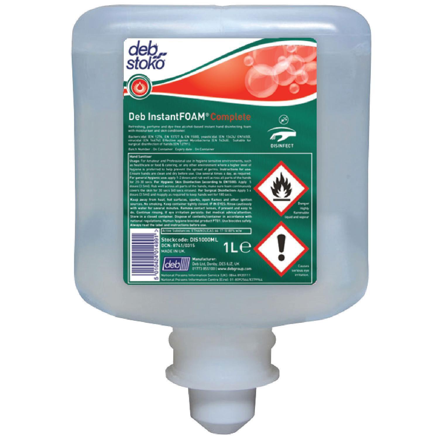 Deb Stoko Instantfoam Complete Hånddesinfektion Parfume Farve Allergivenlig Refill - Deb Stoko Beautylife  - 5010424015158