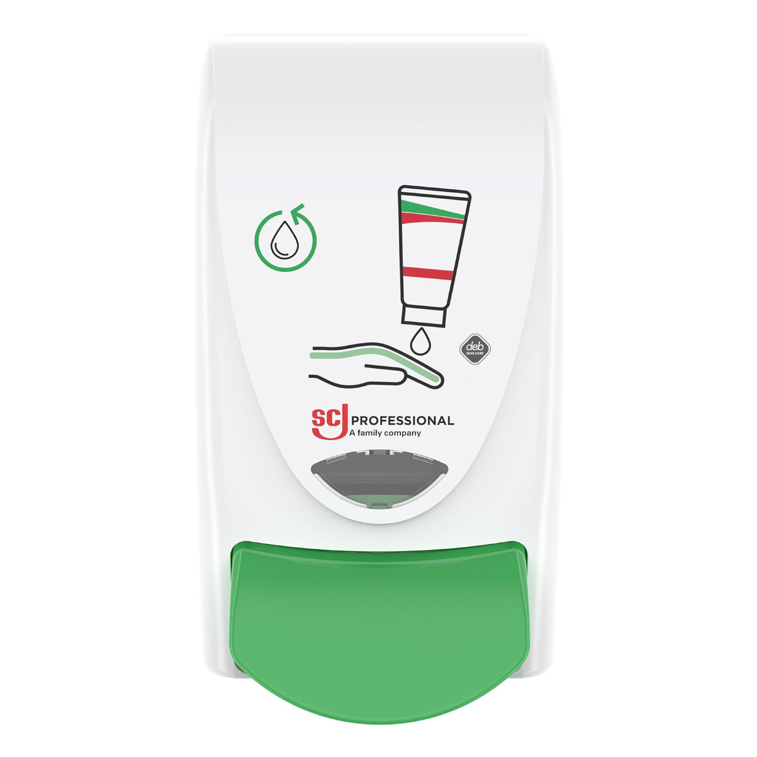 Hvid Deb Stoko Restore Dispenser Til Regenererende Creme Plast Grøn Trykknap - Deb Stoko Beautylife  - 5010424022101
