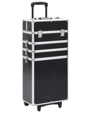 Sort Makeupkuffert Med Krokodillemønster Aluminium - Boligcenter Beautylife  - 8718475729815