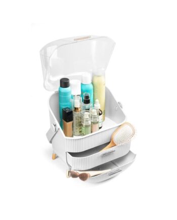 Hvid Gillian Jones Makeup Organizer med Håndtag og Skuffer