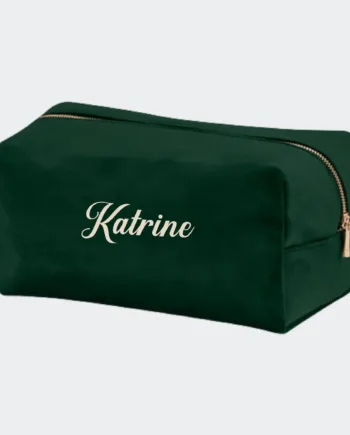 Grøn Stor Velour Makeuptaske Mørke Stor Velour Makeuptaske Mørke - 123unik Beautylife