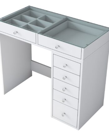 Hvid Nordvrk BJ107 Makeup Bord med 7 Skuffer - Stilfuld Elegance