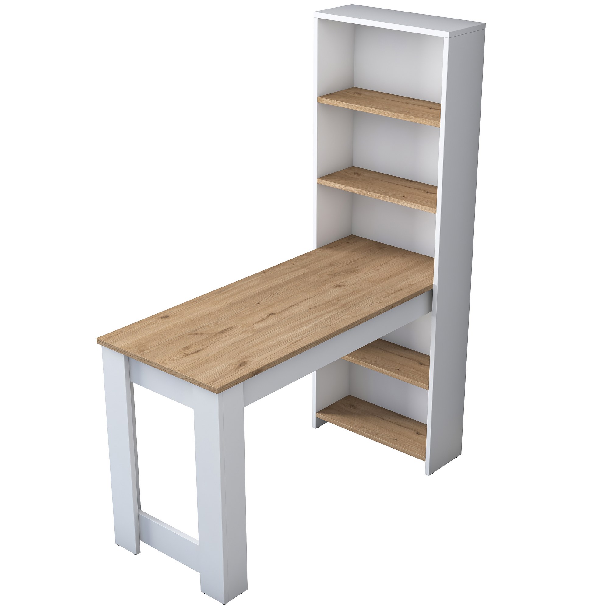 Elegant Hvid Nordvrk Makeup Bord med Hylder - 120x53 cm