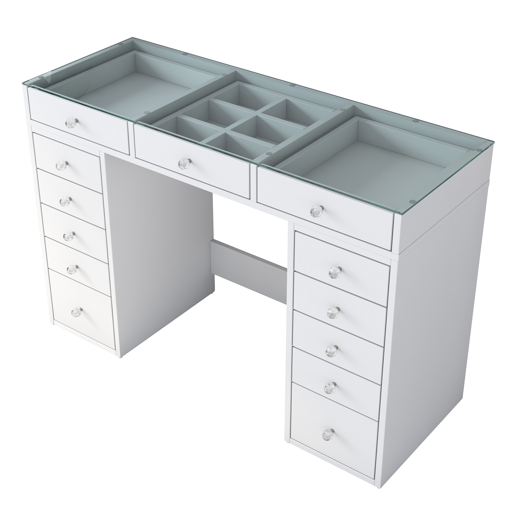 Hvid Nordvrk BJ105 Makeup Bord med 13 Skuffer