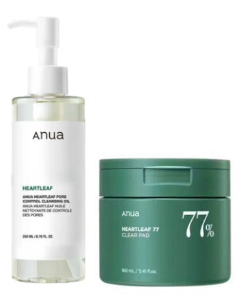 Anua Heartleaf Pore Control Cleansing Oil & Heartleaf Clear Pad 200 Stk - Anua Beautylife  - 8809640735790