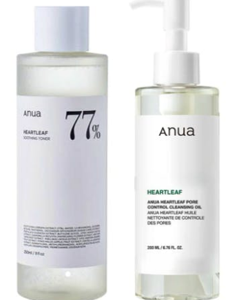 Anua Heartleaf Soothing Toner & Heartleaf Pore Control Cleansing Oil 200 250 - Anua Beautylife  - 8809640736025