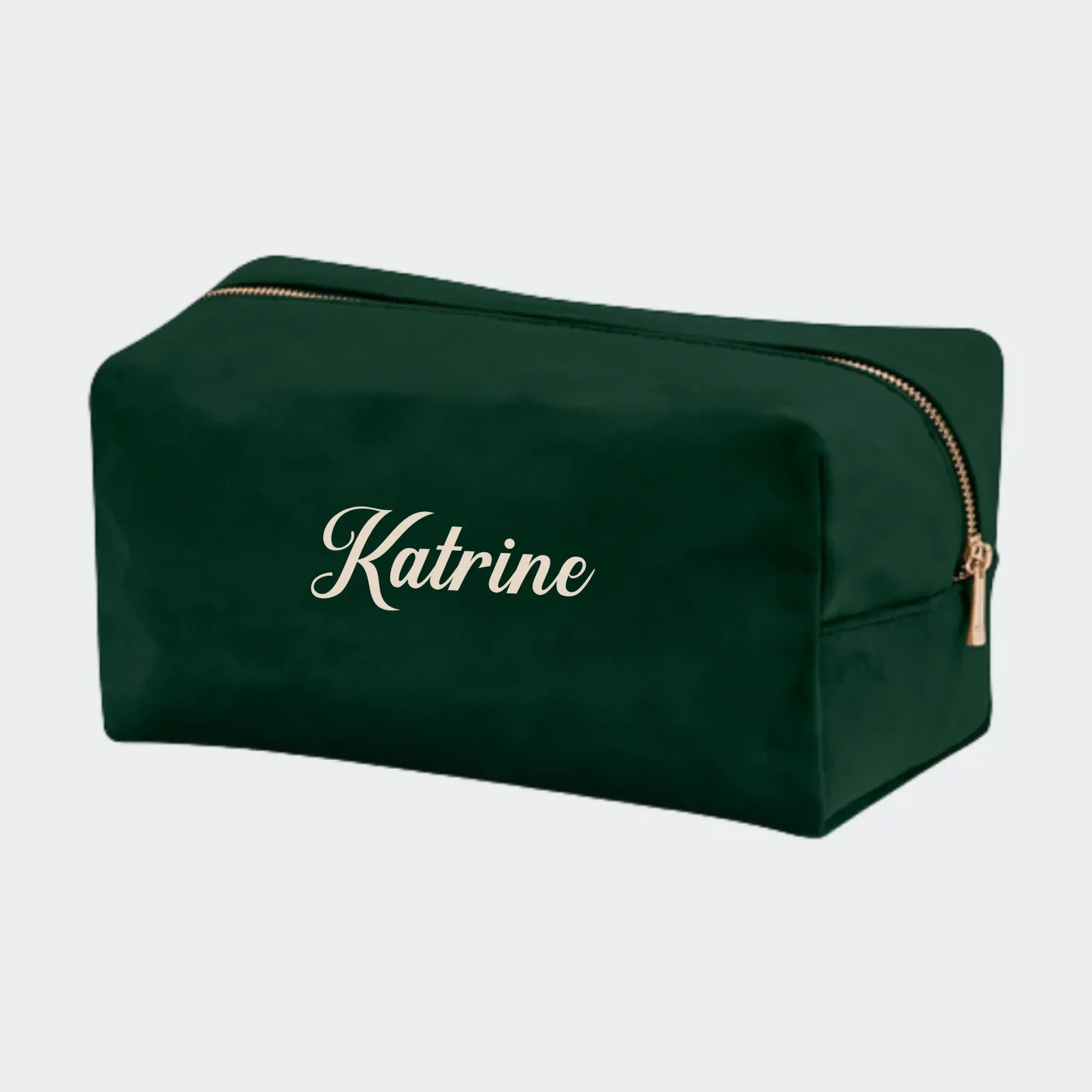 Grøn Stor Velour Makeuptaske Mørke Stor Velour Makeuptaske Mørke - 123unik Beautylife