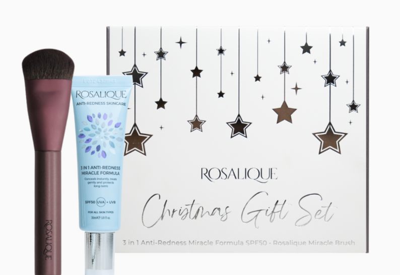 Rosa Lique Gaveæske Med Anti Rødme Creme Med Spf50 30ml & Foundation Brush - Rosalique Beautylife  - 5060130035322