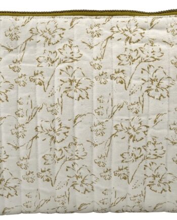 Hvid Makeup Pung Toilettaske Meraki Lutea 21x31 Bomuld Polyester Rå Sennepsgul - Meraki Beautylife  - 5707644779228