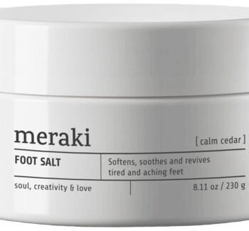 Hvid Meraki Calm Cedar Fodbadesalt Naturligt Havsalt Til Fodbad Med Eukalyptus Mynte & Lime Ecocert - Meraki Beautylife  - 5707644807990