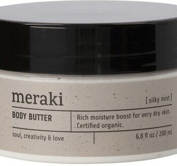 Lysebrun/Sort Body Butter Meraki Silky Mist økologisk Certificeret Intens Fugtpleje Med Sheabutter Aloe Vera & Plejende Olier - Meraki Beautylife  - 5707644777071