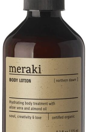 Sort Bodylotion Meraki Northern Dawn økologisk Hudlotion Med Mandelolie & Kakaosmør Cosmos Organic Duft Appelsin & Cedertræ Flaske Ø6 - Meraki Beautylife  - 5707644528185