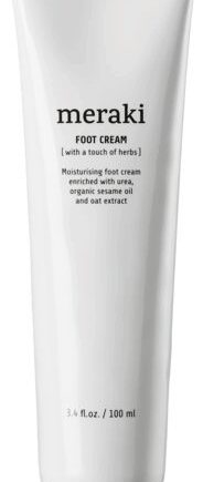 Hvid Fodcreme Meraki Foot 100 Fugtgivende Med Karbamid økologisk Sesamolie & Havreekstrakt Beroligende Urte Duft - Meraki Beautylife  - 5707644467767